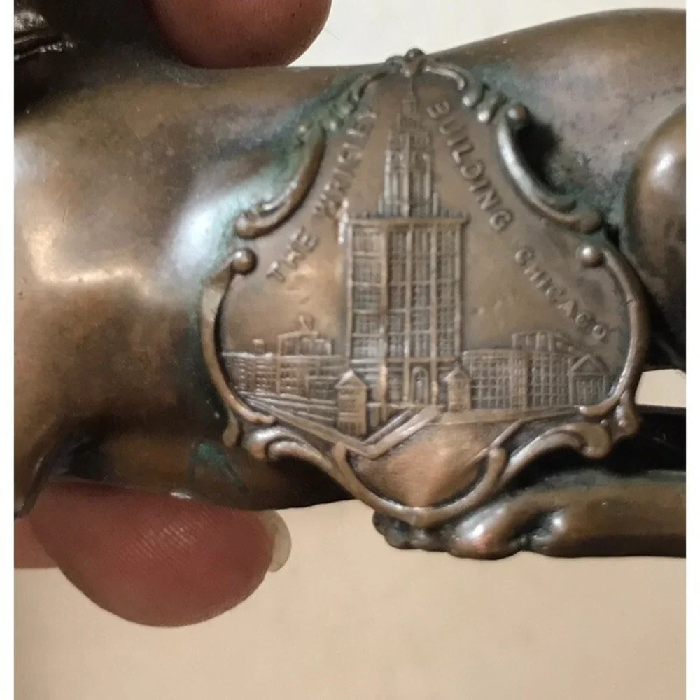 Antique The Wrigley Building Chicago Bros WHIPPET GREYHOUND SOUVENIR Bronze Dog